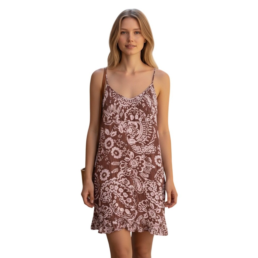 Abound Brown Folkstory Paisley Floral Mini Dress AB468087WN NWT